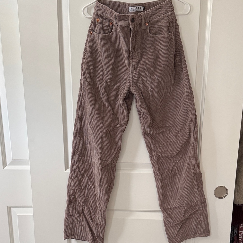 Motel Rocks Straight-Leg Corduroy Jeans in Taupe Brown